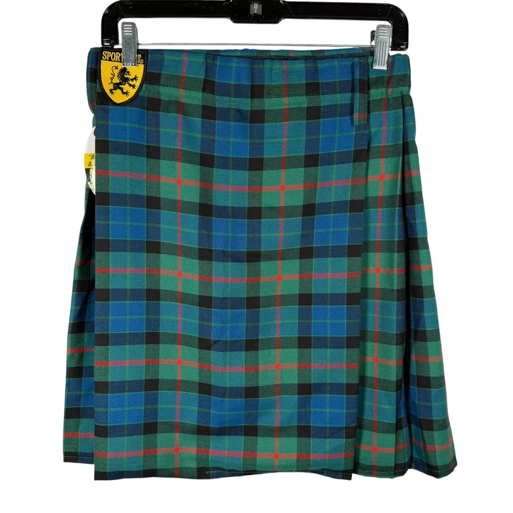 Sport Kilt Green Gunn Tartan Plaid Scottish USA Made Utility Adjustable Mens M - Picture 10 of 11